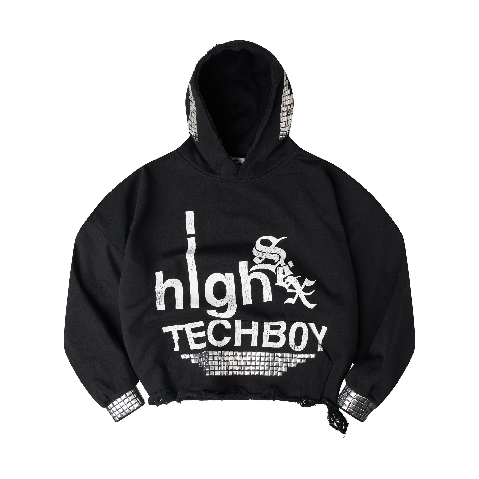 "TECH B0Y" STUDDED HOODIE