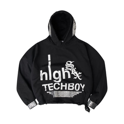 "TECH B0Y" STUDDED HOODIE