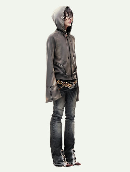 EPL BROWN WAXED HOODZIP