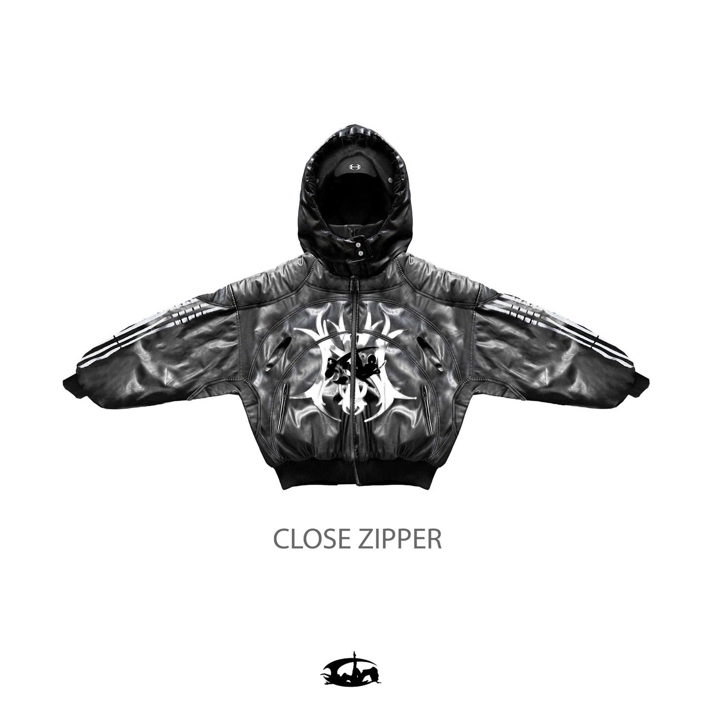 "BBY TECHBOI" 2 LAYER LEATHER SHELL HOODED JACKET