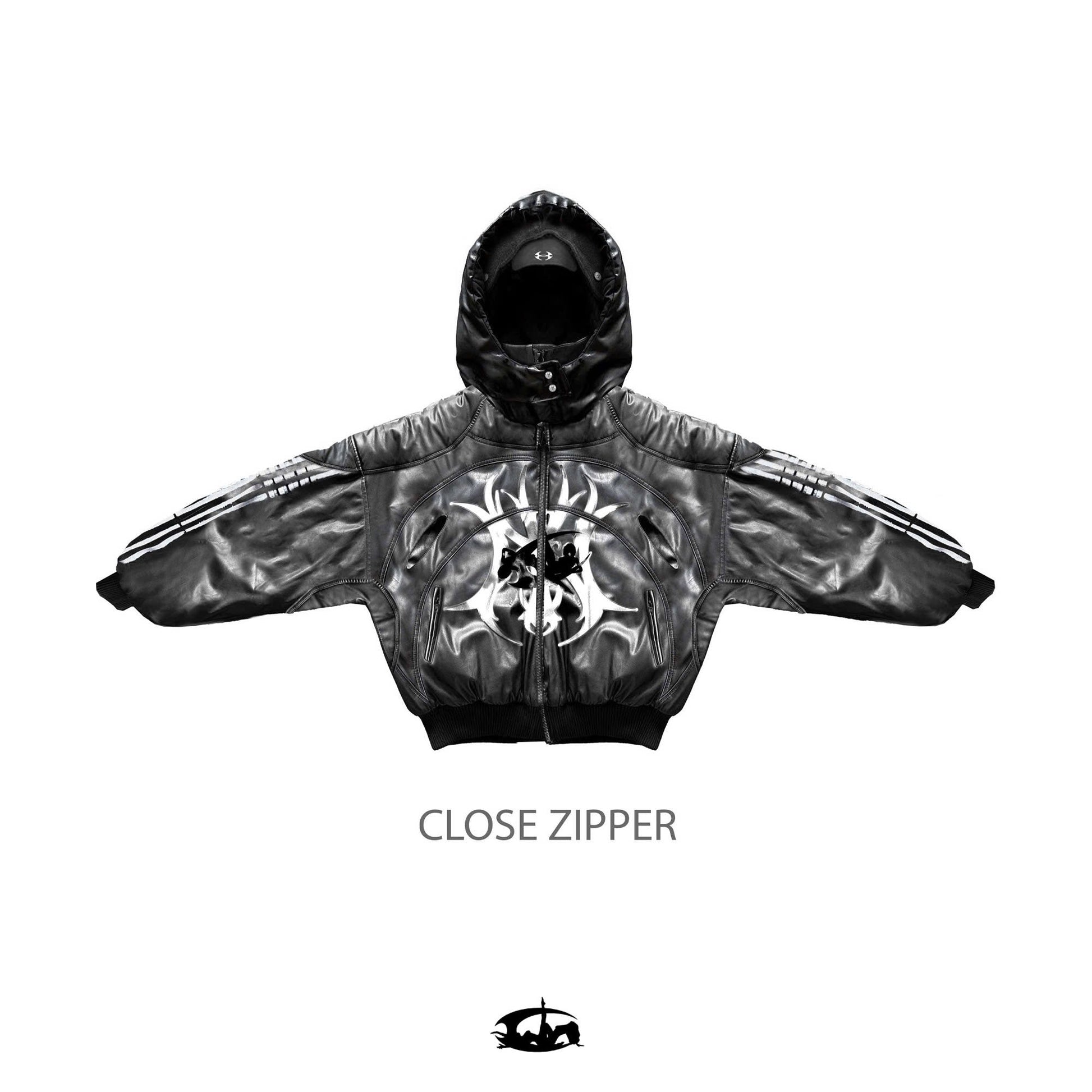 "BBY TECHBOI" 2 LAYER LEATHER SHELL HOODED JACKET