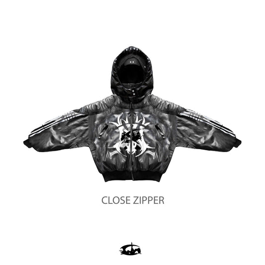 "BBY TECHBOI" 2 LAYER LEATHER SHELL HOODED JACKET