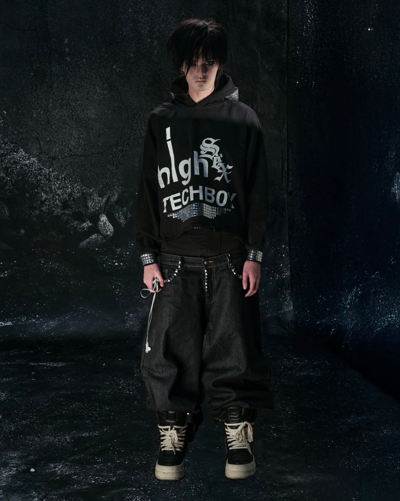 "TECH B0Y" STUDDED HOODIE