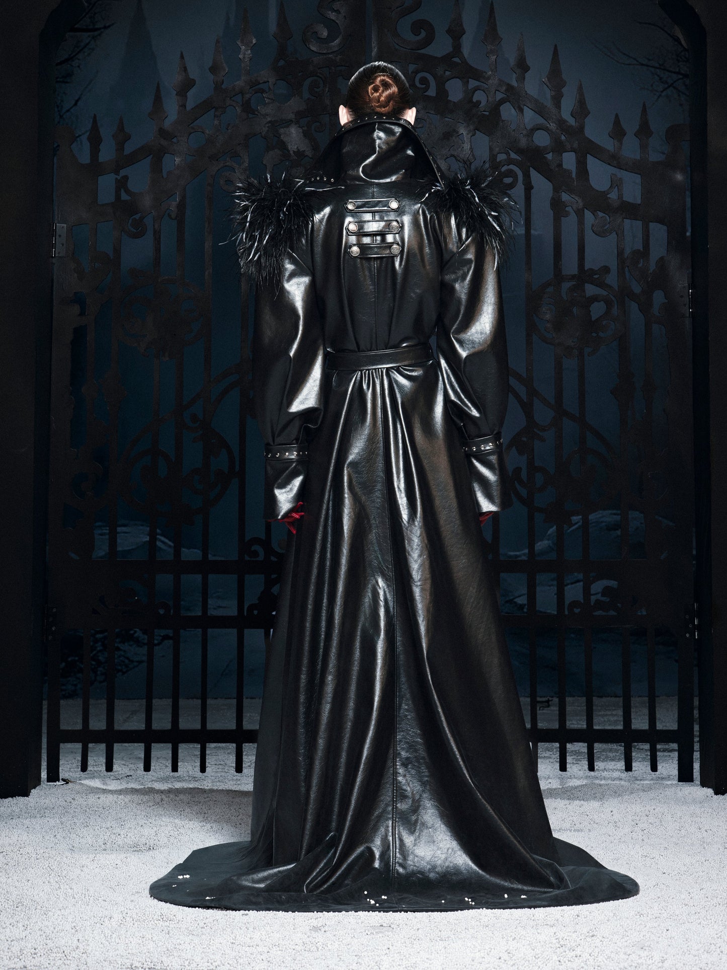 “DARK REQUIEM” Leather Trench Coat
