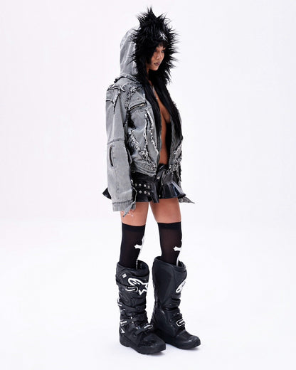 "005 CHAOS DREAM" LEATHER SKIRT