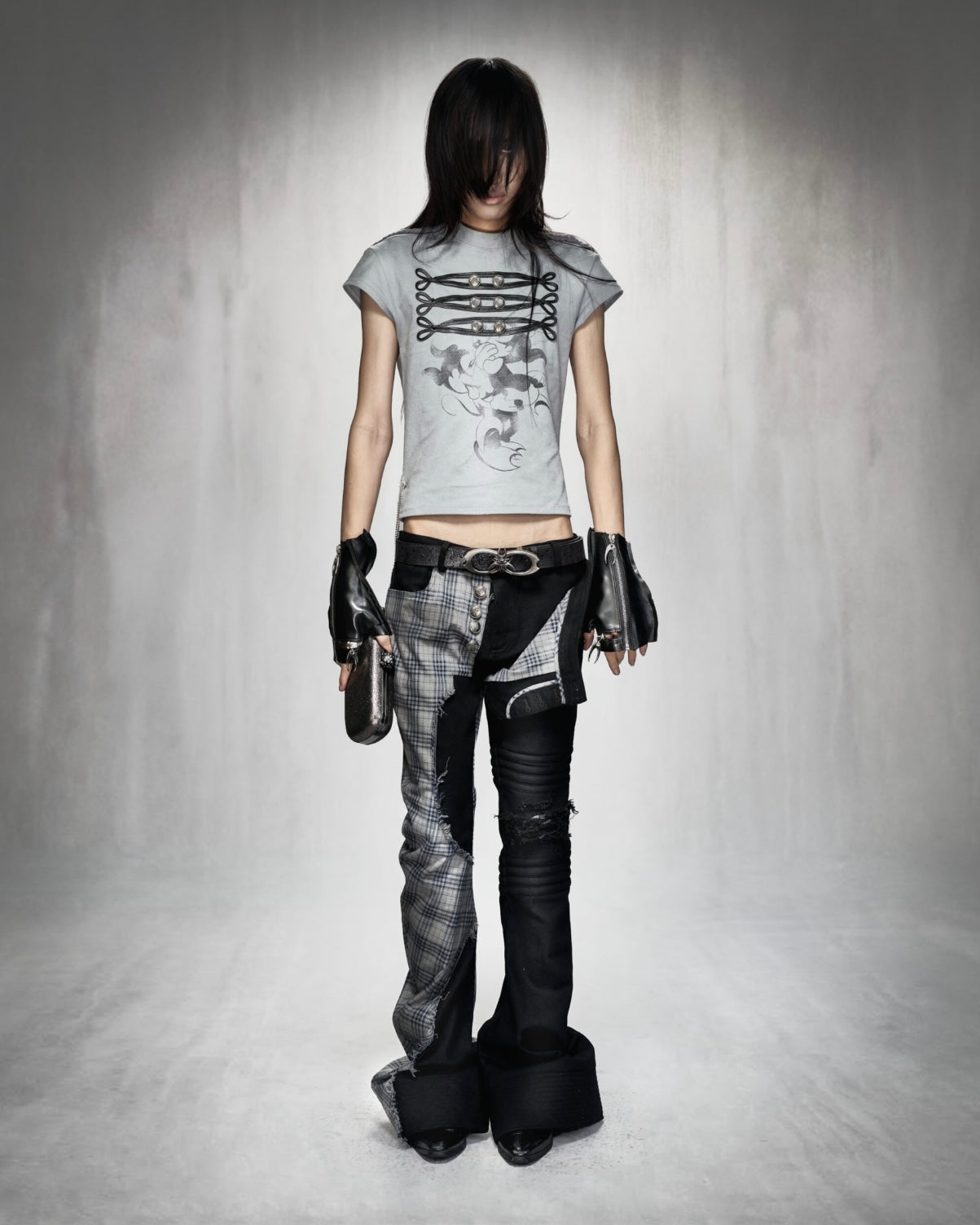 MDC CS TARTAN FLARED JEANS