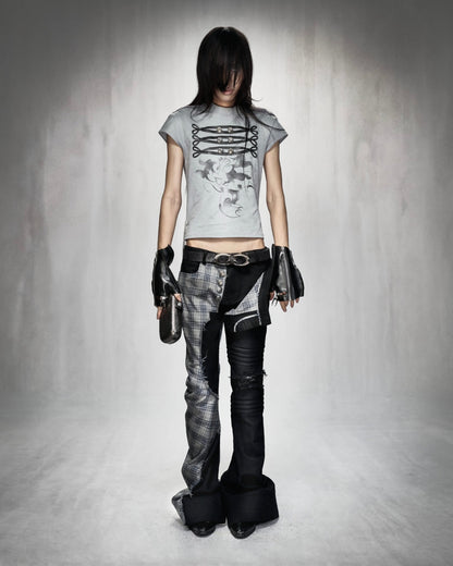 MDC CS TARTAN FLARED JEANS
