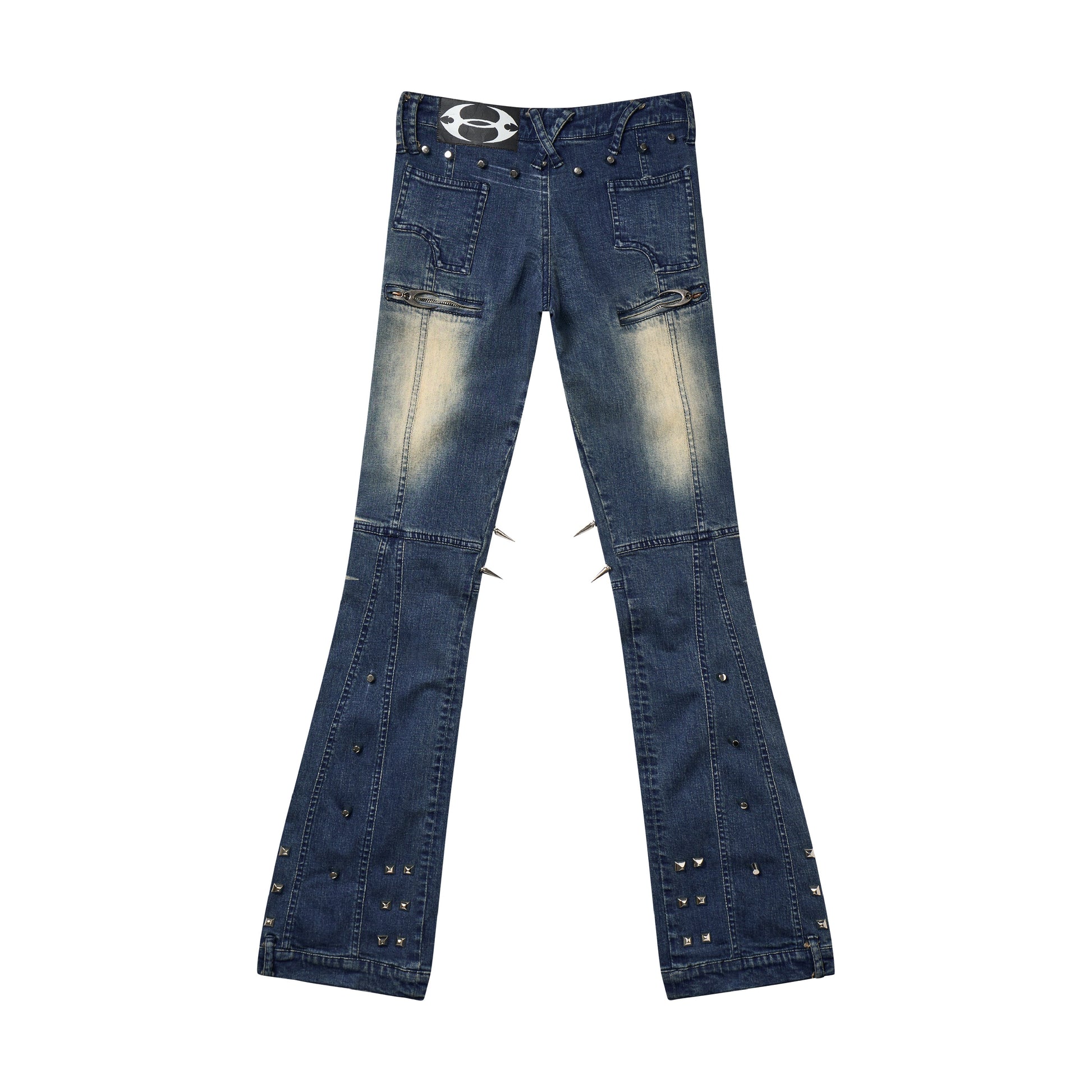 Low Waist Spike-Studded Retro Skinny Jeans
