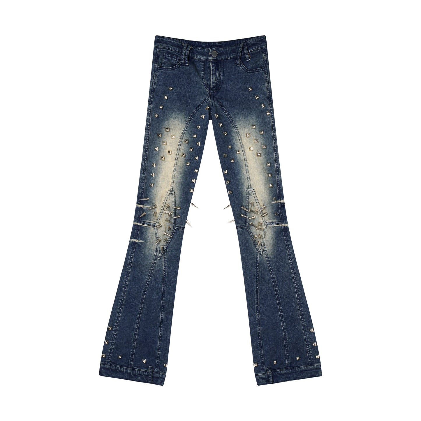 Low Waist Spike-Studded Retro Skinny Jeans