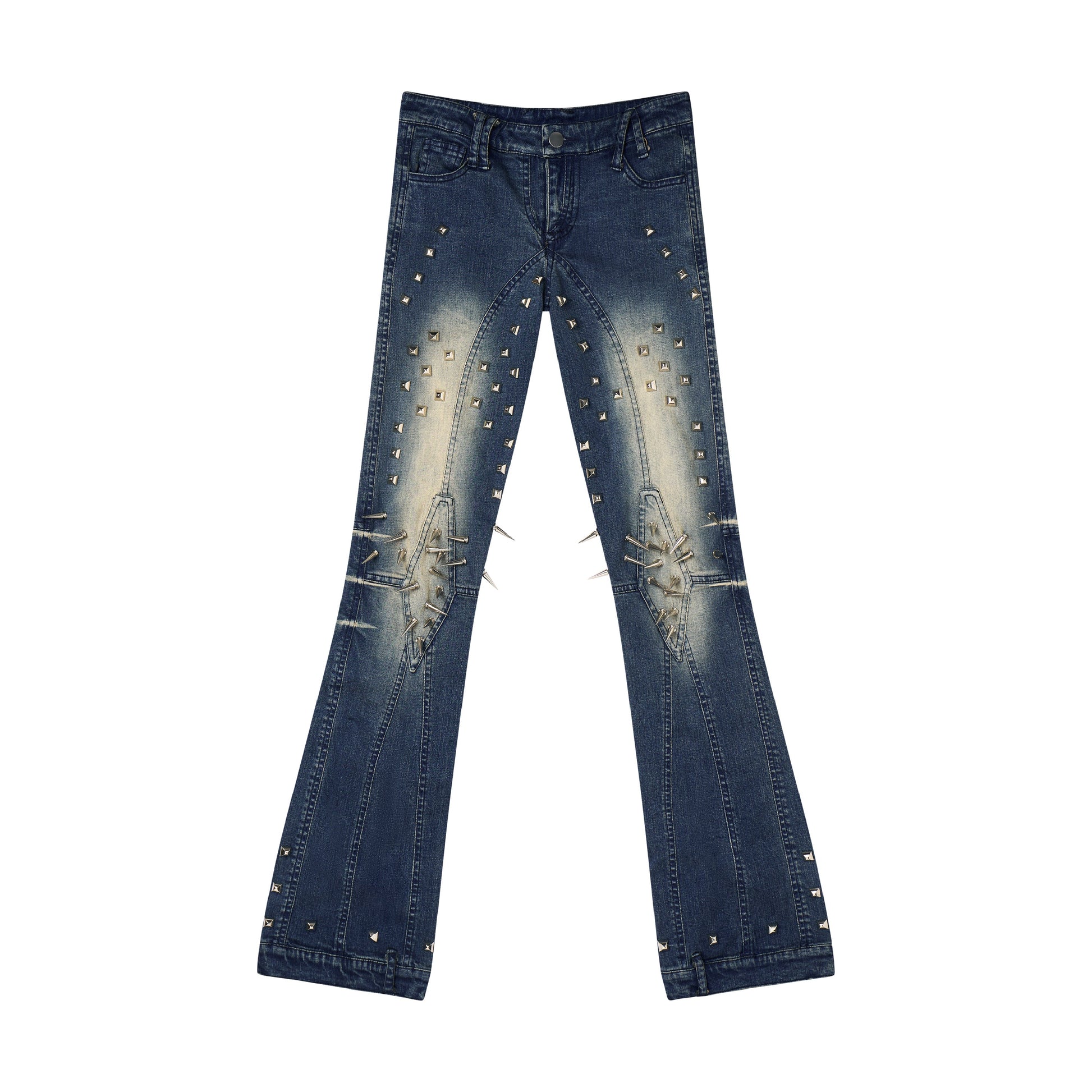 Low Waist Spike-Studded Retro Skinny Jeans